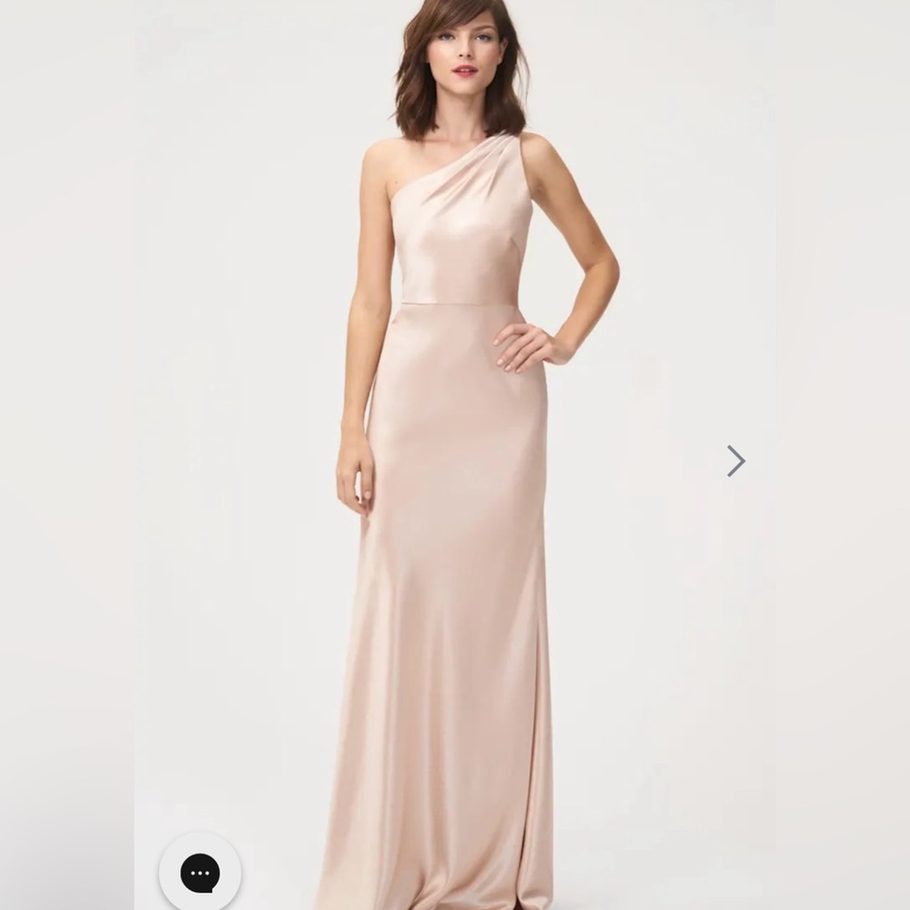 Jenny Yoo Gold Rose dress. One shoulder Bridesmaid back zip lined - size 6 .